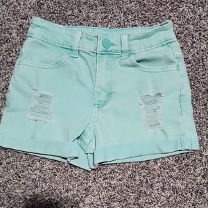 Mint Green Distressed Women's Shorts